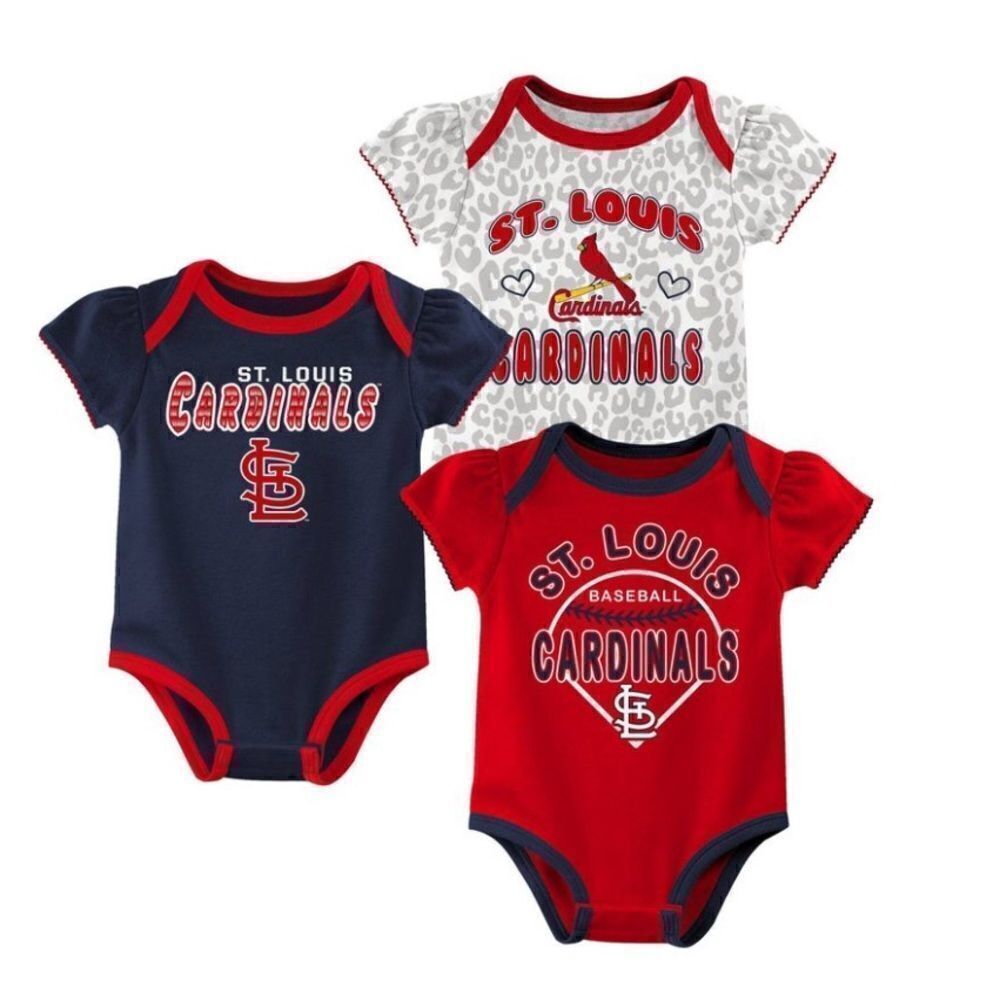 MLB Major League Baseball St.Louis Cardinals Girls Baby Onzie Lot of 3 NWT 6-9M